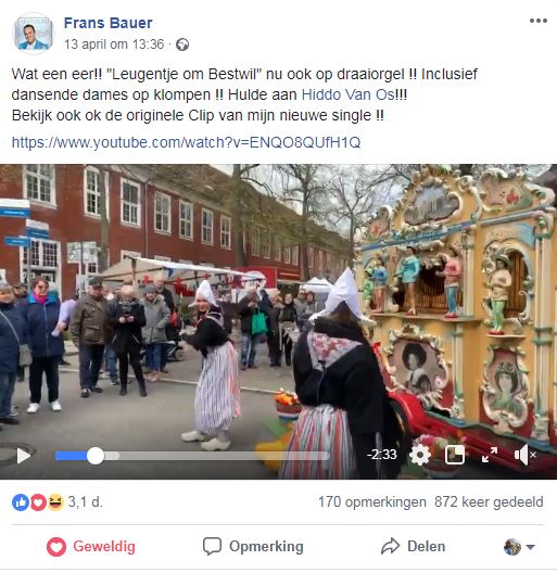 Frans Bauer Leugentje om Bestwil draaiorgel draaiorgeltje drehorgel orgue de barbarie Holland Dutch