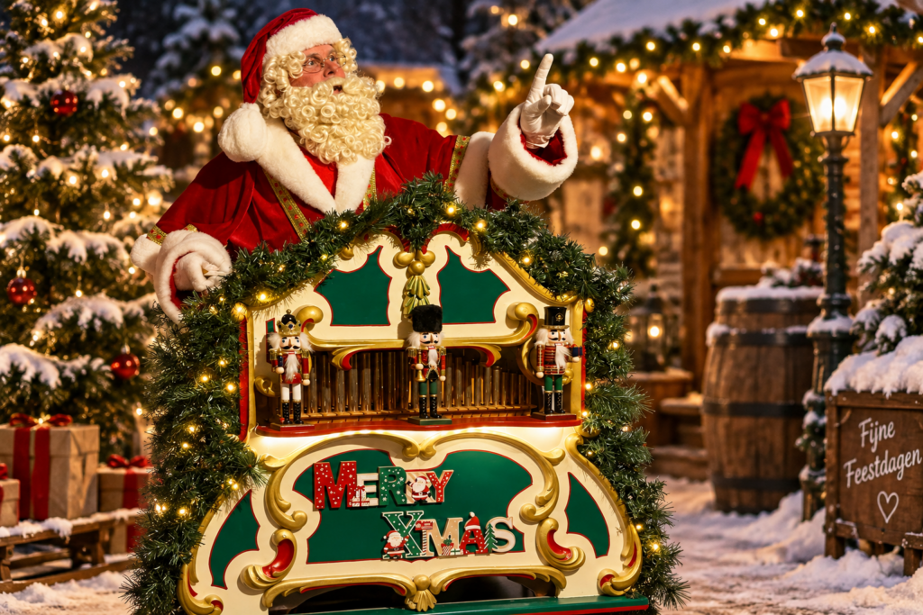 kerstman met draaiorgel huren
